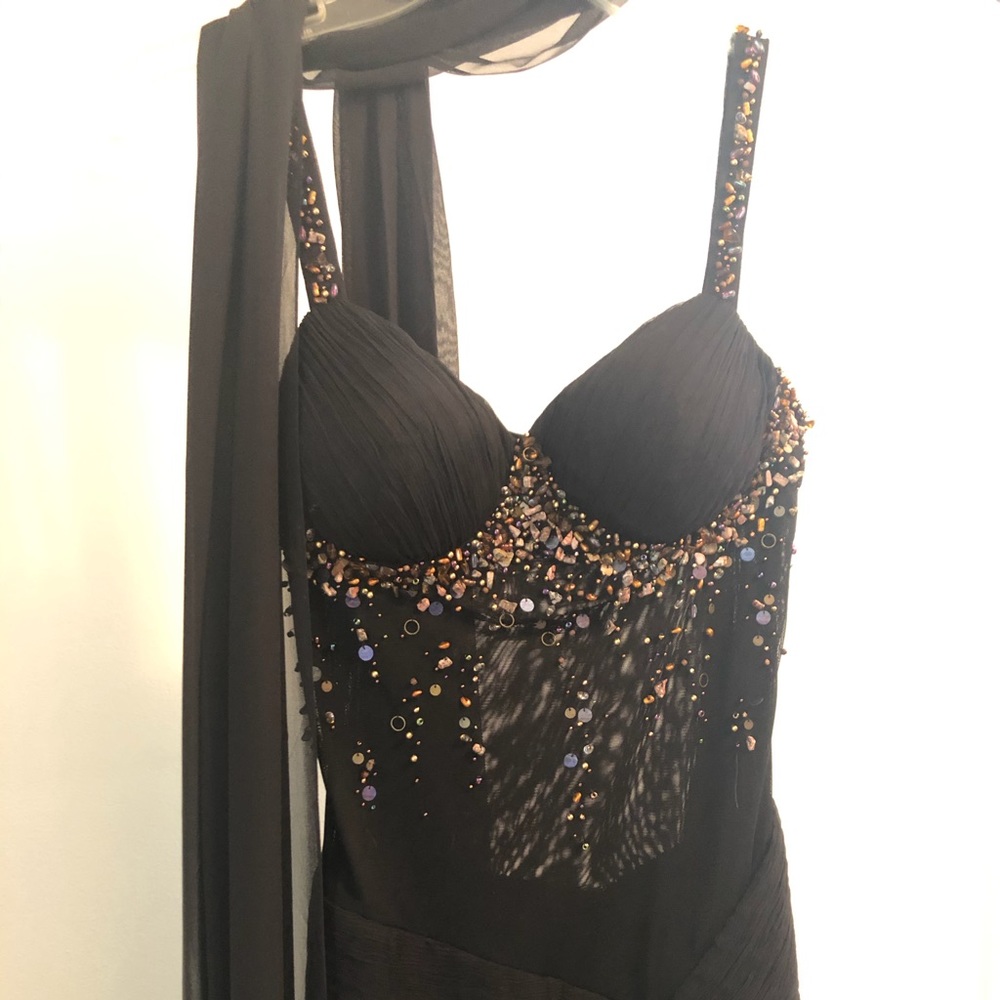 Cassandra Stone beaded gown with shawl/wrap